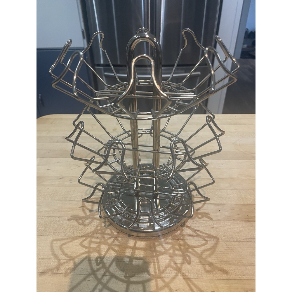 Coffee 24 Pod/Capsule Holder Silver Metal 3 Tier Rotating Carousel Base